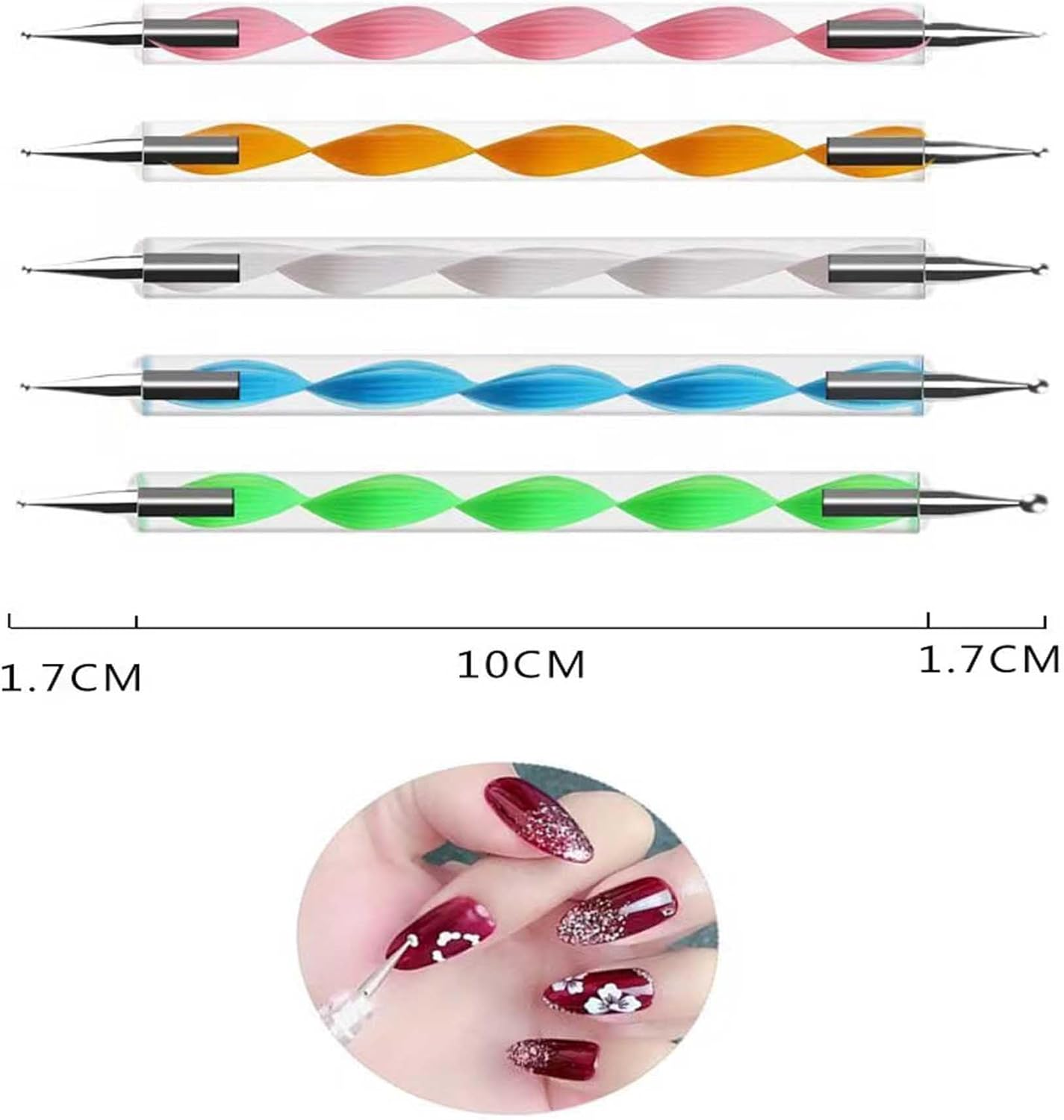 Polymer Clay Tools, Dotting Tools, Nail Art, Air Dry Clay, Sculpting Painting Embossing Scoring Modeling, Ball Stylus Pen, Rock, Silicone, Langqun