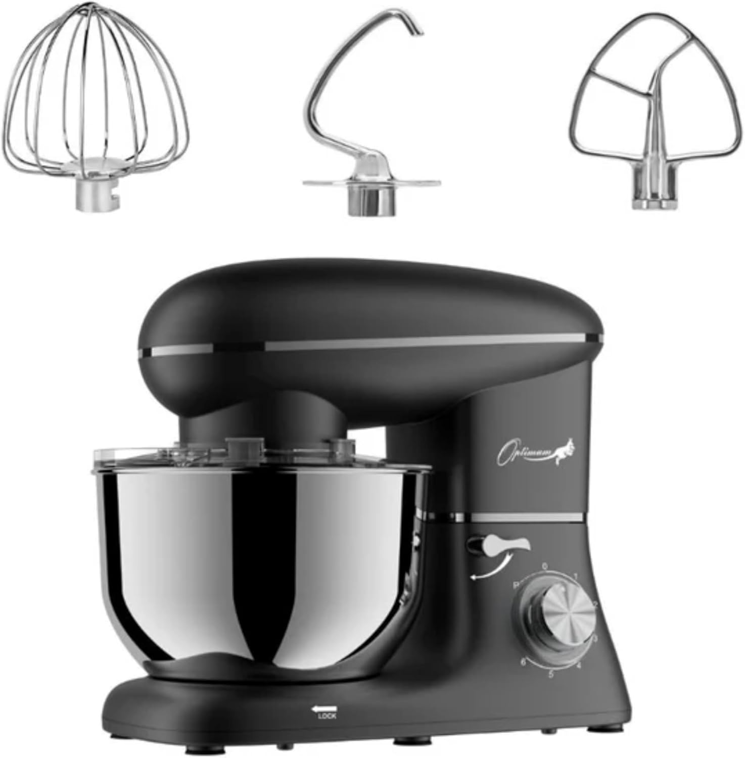 Optimum Bon Appetit Essential Stand Mixer | 1800W | 5.5L Stainless Steel Mixing Bowl + 4 Attachments | 6 Speeds + Pulse Function | 2 Year Domestic Warranty | for Dough, Desserts & More image number 5