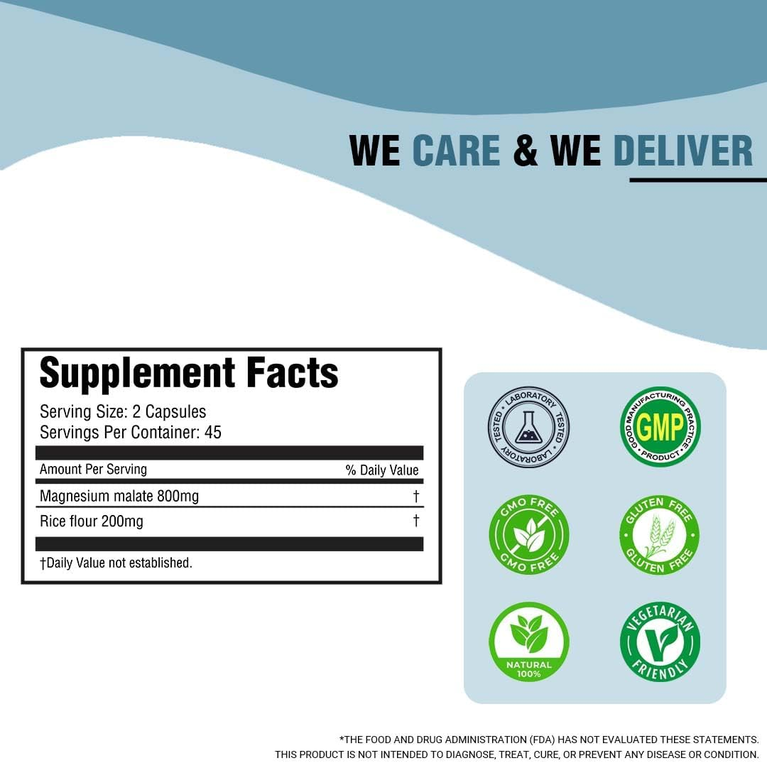 Imemyself Magnesium Malate Dietary Supplement &ndash; 90 Capsules for Strength Support image number 1