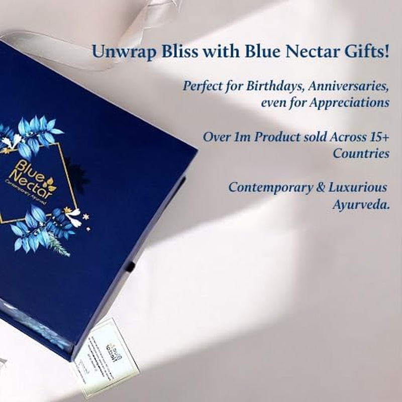 Blue Nectar Bestsellers Gift Set for Women & Men | Kumkumadi Face Serum, anti Aging Cream, Hair Oil, Face Wash & Scrub | Gift Box for Birthday, Anniversary & Special Occasions | for All Skin Types image number 2