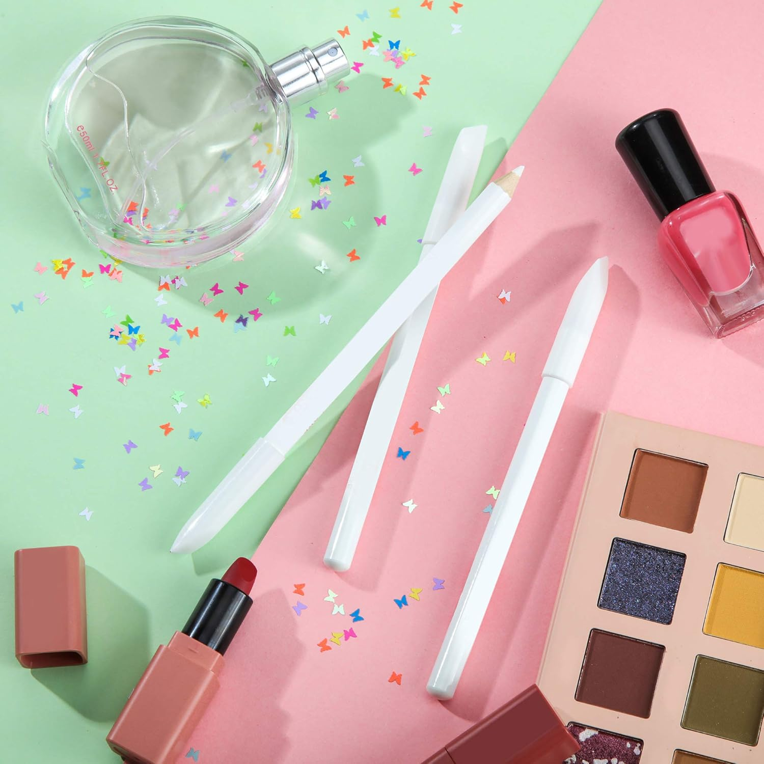 Maitys 10 Pieces White Nail Pencil 2-In-1 Whitening French Manicure Pencil under Nail with Cuticle Pusher for Manicure Supplies Art DIY Tool image number 6