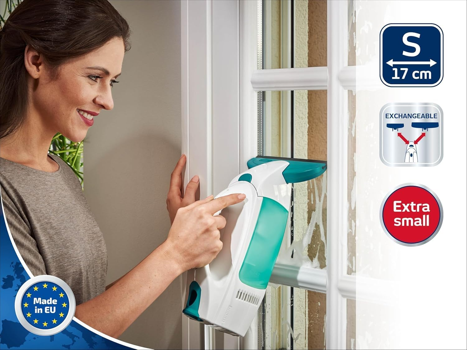 Leifheit Dry and Clean Suction Nozzle for Narrow Windows and Doors, Suction Nozzle for Streak and Drip-Free Cleaning, Window Nozzle for Window Vacuum Cleaner Dry and Clean image number 5