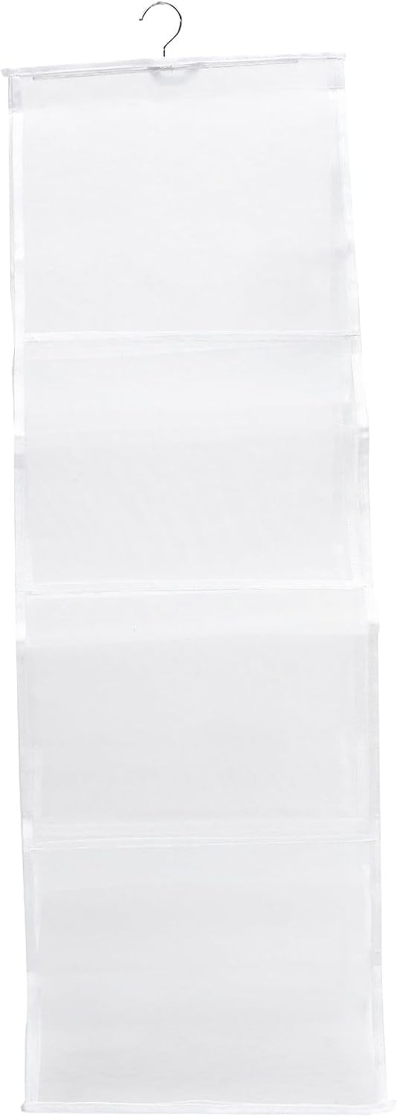 JECOMPRIS 4-Layer 8-Compartment White Hanging Purse Organizer Bag for Closet Storage, Multi-Pocket Handbag Holder Suitable for Wardrobe and Home Use
