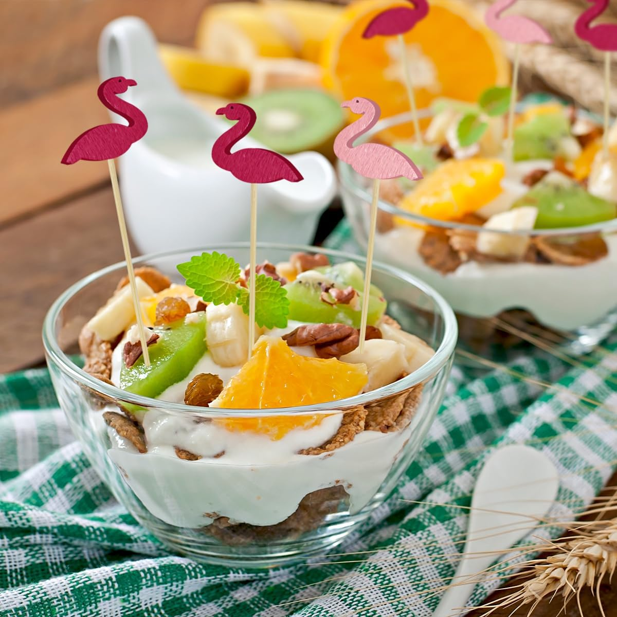 NILLOS Cocktail Bamboo, 100 PCS Flamingo Design Decorative Cocktail Appetizer Picks for Fruit, Appetizers, Dessert, Stirrers Sticks (13.5 * 2.3 Cm/5.31 * 0.9 In) image number 5