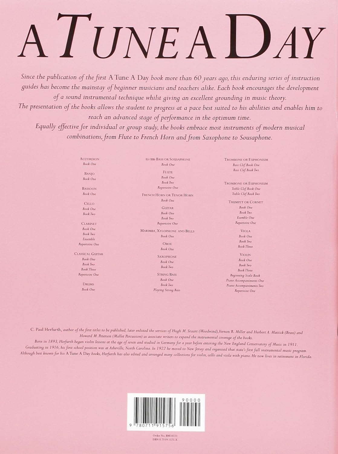 TUNE a DAY SAXOPHONE BK 1PAUL HERFURTH SAXINSTRUCTION: Book 1