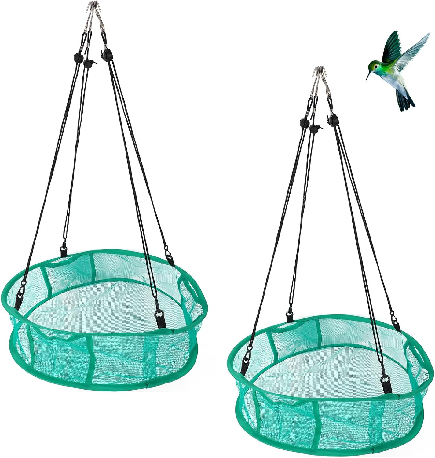 2Pcs Bird Feeder Trays, 16In/41.5Cm Diameter Hanging Platform Bird Seed Feeder Mesh Tray with Lanyards Windproof Design for Outdoor Yard Backyard Garden & Lawn Use image number 3