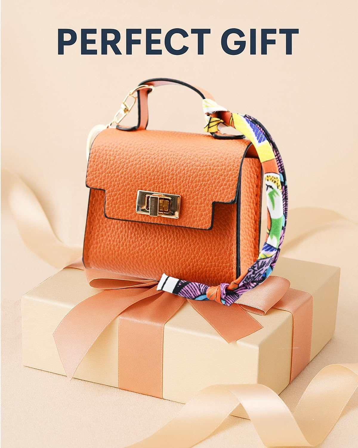 Mini Backpack Keychain Small Change Pouch Purse for Women, Cute Handbags Purse Charms Twist-Lock Key Headset Bag image number 3