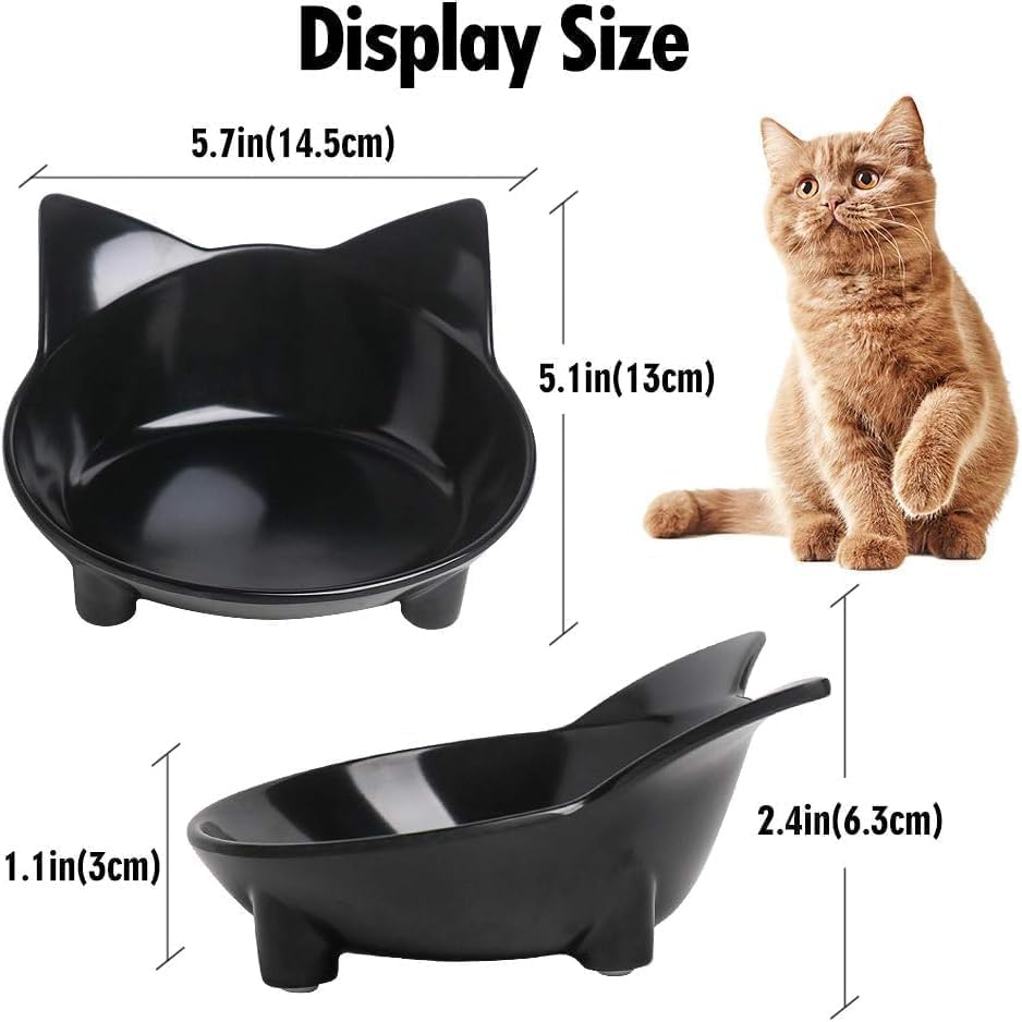 Mumoo Bear Cat Bowls Cat Food Bowl Non Slip Pet Bowl Shallow Water Bowl to Stress Relief of Whisker Fatigue, Dog Bowl Dish Cat Feeding Wide Bowls for Puppy Small Animals (Pack of 3) - Color 1 image number 3