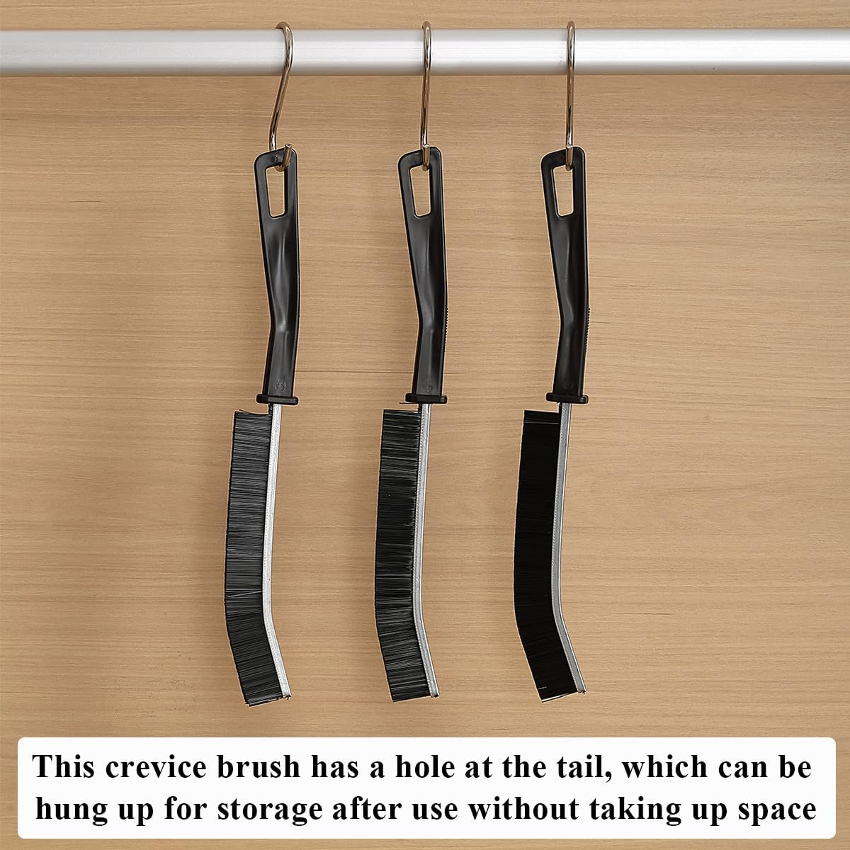 Berglandrt Black Crevice Cleaning Brush Set of 3, New Multifunctional Cleaning Brush Tool, Bathroom Gap Brush for Home, Kitchen, Bathroom, Window, Vehicle. image number 3