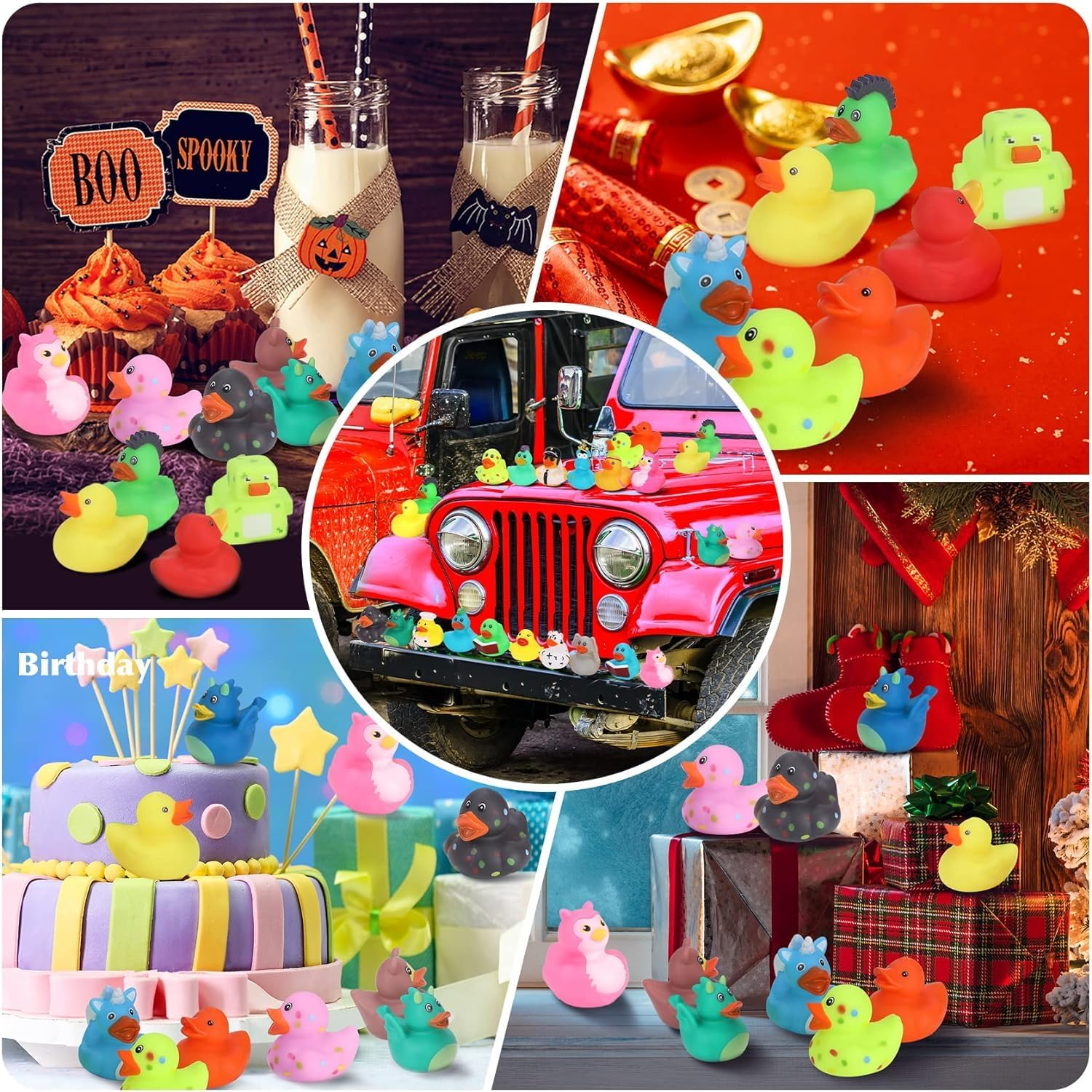 30 PCS Rubber Ducks, HMNXG Random Assortment Mini Rubber Duckie Toys for Kids Baby Bath Shower Toys, Birthday Gifts, Summer Beach Pool Activity, Carnival, Holiday Party Favors image number 1
