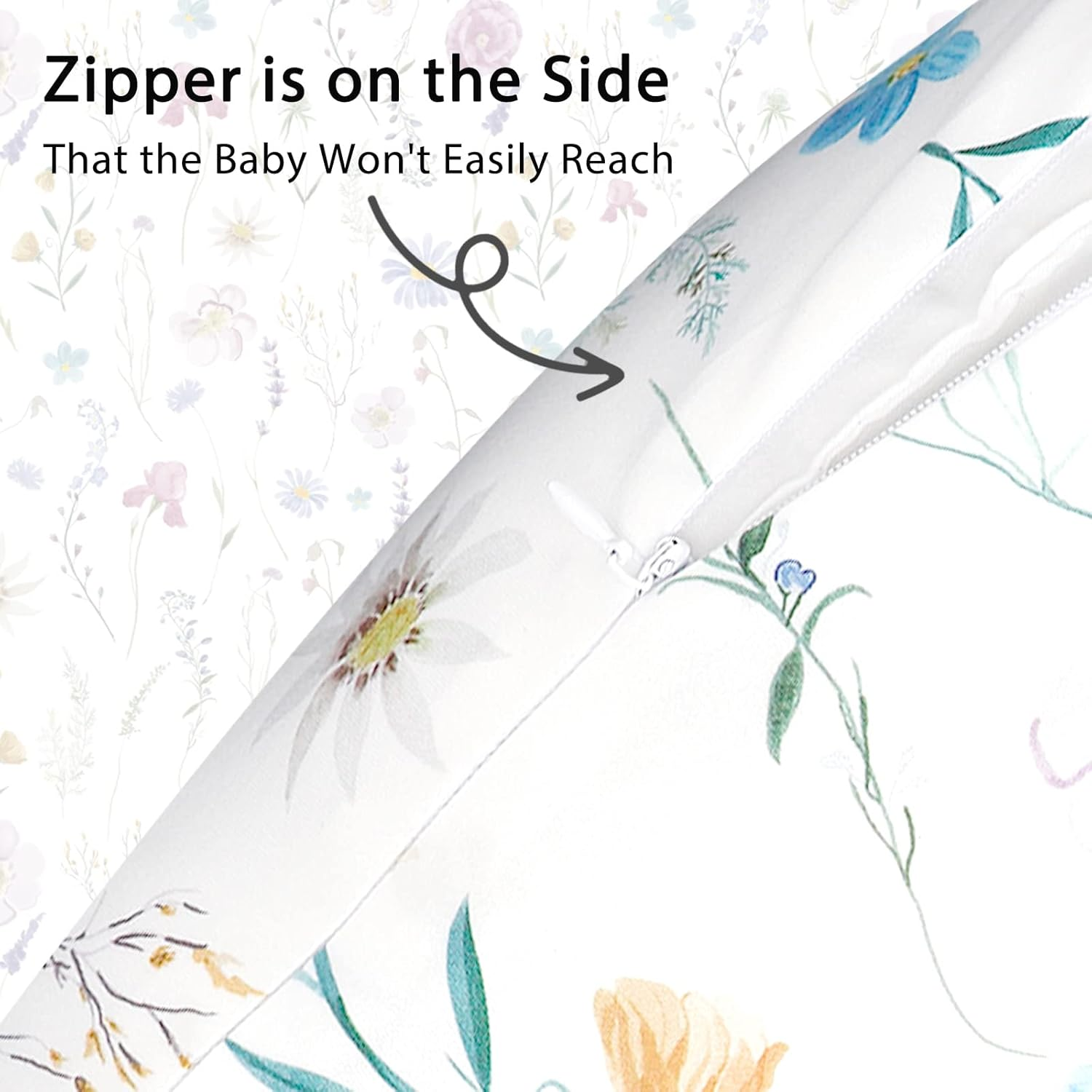 Nursing Pillow Cover Breastfeeding Pillow Slipcover for Moms Soft Breathable Organic Knit Fabric Newborn Infant Feeding Pillow Covers for Baby Girl Boy, Floral image number 4