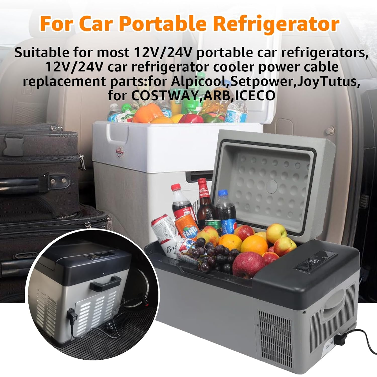 12V Merit & Cigarette Lighter Fridge Adapter for Waeco CFX,CF,CDF Series (1 25 28 35 40 50 60 65 75 95) - 2-Meter DC Power Cable for Car Refrigerator Fridges & Freezers image number 5