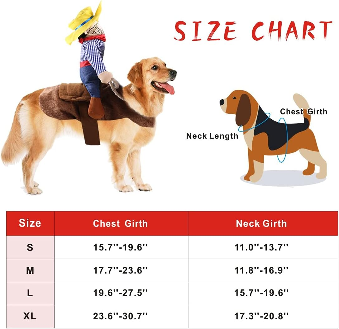 Halloween Cowboy Dog Cat Costume Clothes Novelty Funny Pets Party Cosplay Apparel Dog Riders Clothing (L(Chest:19.68"-27.55")) image number 3