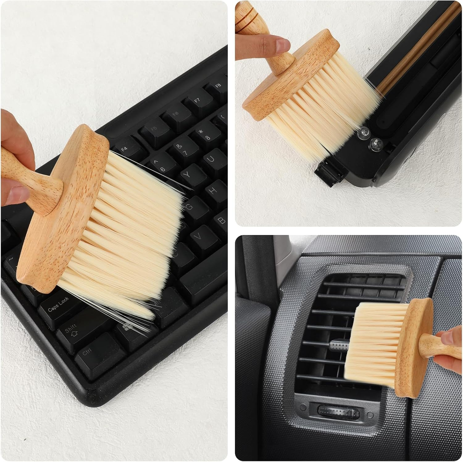 Barber Brush Neck Duster Hair Cutting Brush Hair Neck Cleaning Brush Wooden Handle Wooden Neck Brush Professional Hairdressing Cleaner Soft Household for Barbershop Salon Home image number 6