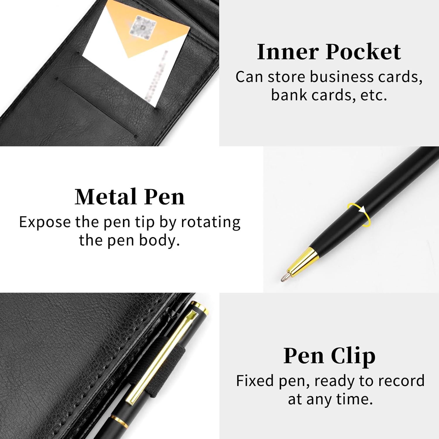 SHAIDOJIO 7Pcs Small Pocket Notepad Holder Set, Mini Notepad Pen Holder with 50 Lined Sheets, A7 Pu Leather Pocket Notebook with 4 Memo Book Refills, 1 Metal Pen, 1 Index Tag for Home Office School image number 5