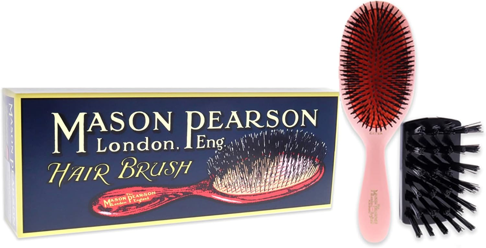Mason Pearson Extra Small Pure Bristle Brush - B2 Pink for Unisex 2 Pc Hair Brush and Cleaning Brush image number 3