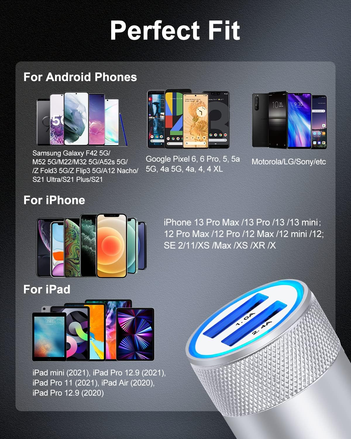 Car Charger, AILKIN 3.4A Portable Dual Port USB Cargador Carro Fit Lighter Spot Socket Adapter for Iphone 16 15 14 13 12 11 Pro Max X XR XS Plus, Ipad, Tablet, Samsung Galaxy S25 S24 S23 S22 Note 20 image number 6