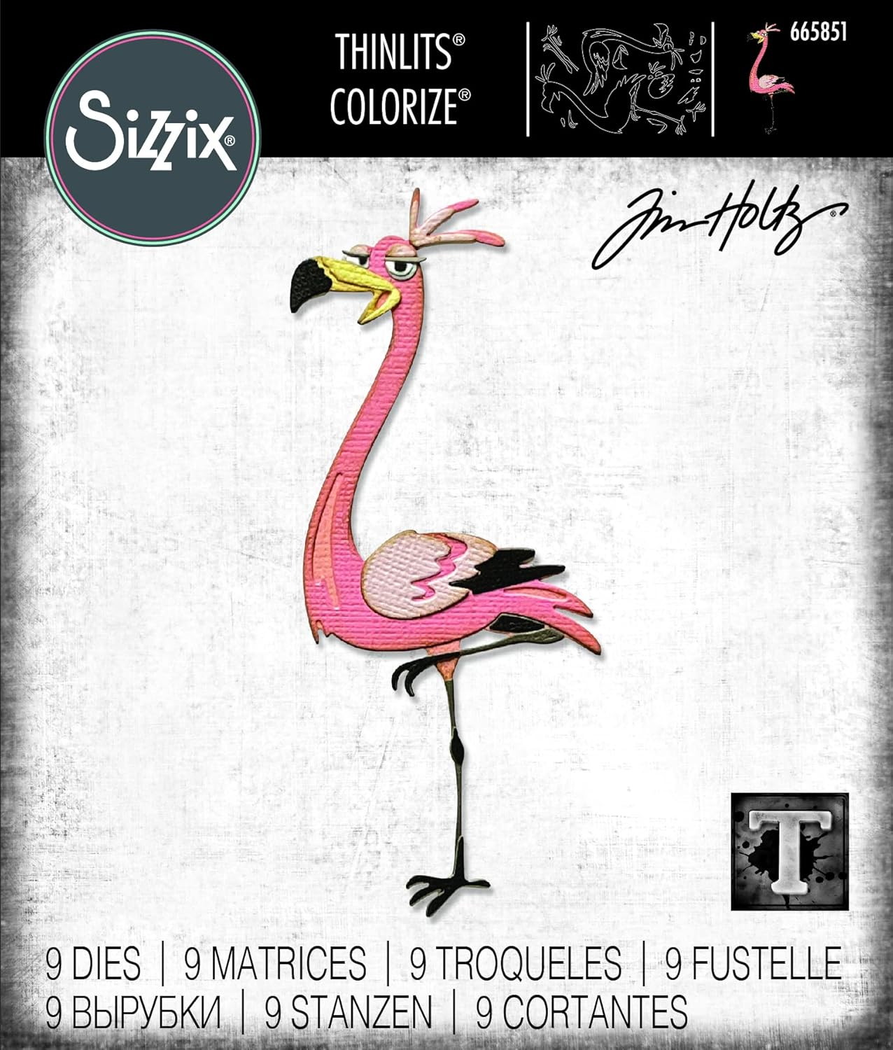 Sizzix Thinlits Die Set 9PK Gladys Colorize by Tim Holtz, 665851, Multicolor, One Size