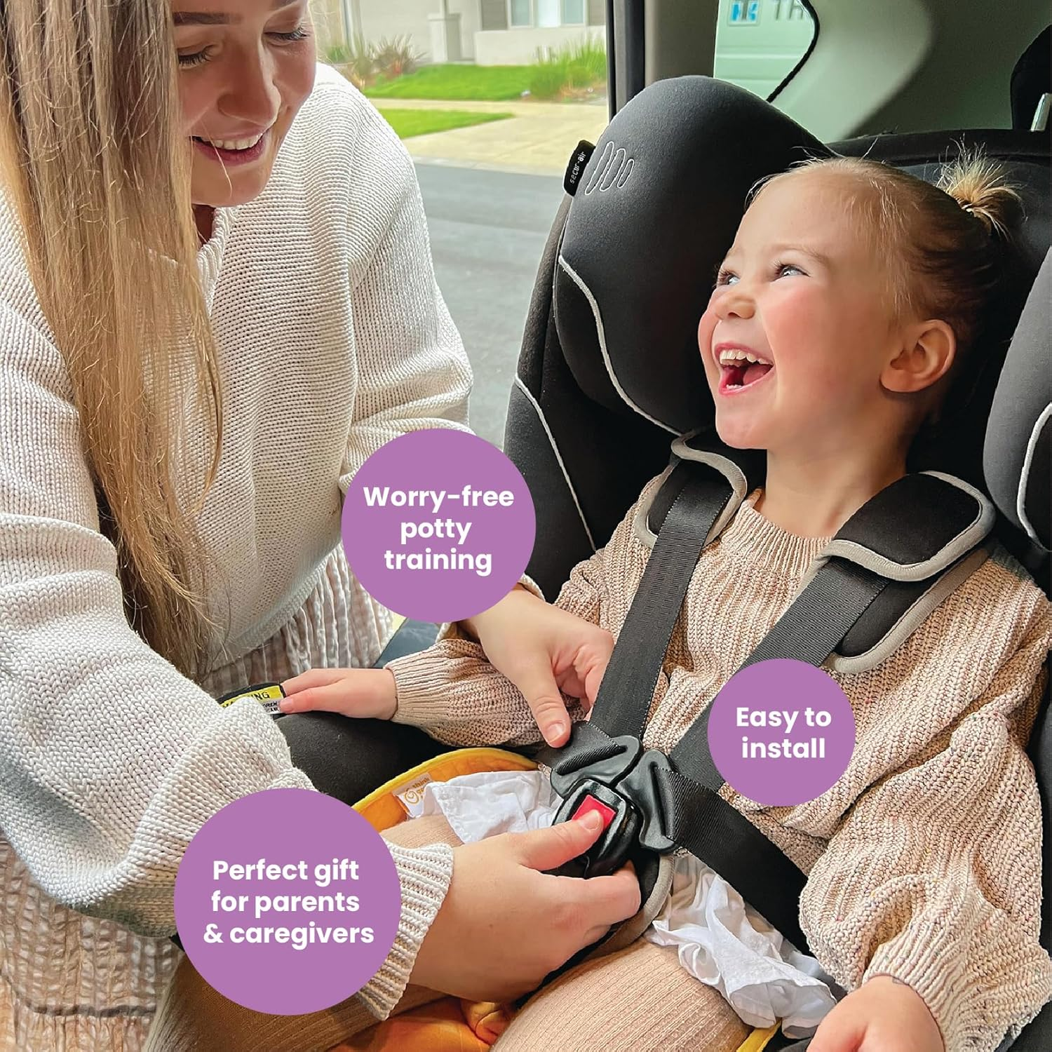 Pink Piddle Pad 2-Pack &ndash; Waterproof Car Seat & Stroller Protector for Potty Training Toddlers & Babies, Machine Washable, Anti-Slip Backing, Universal Fit - Blue image number 7