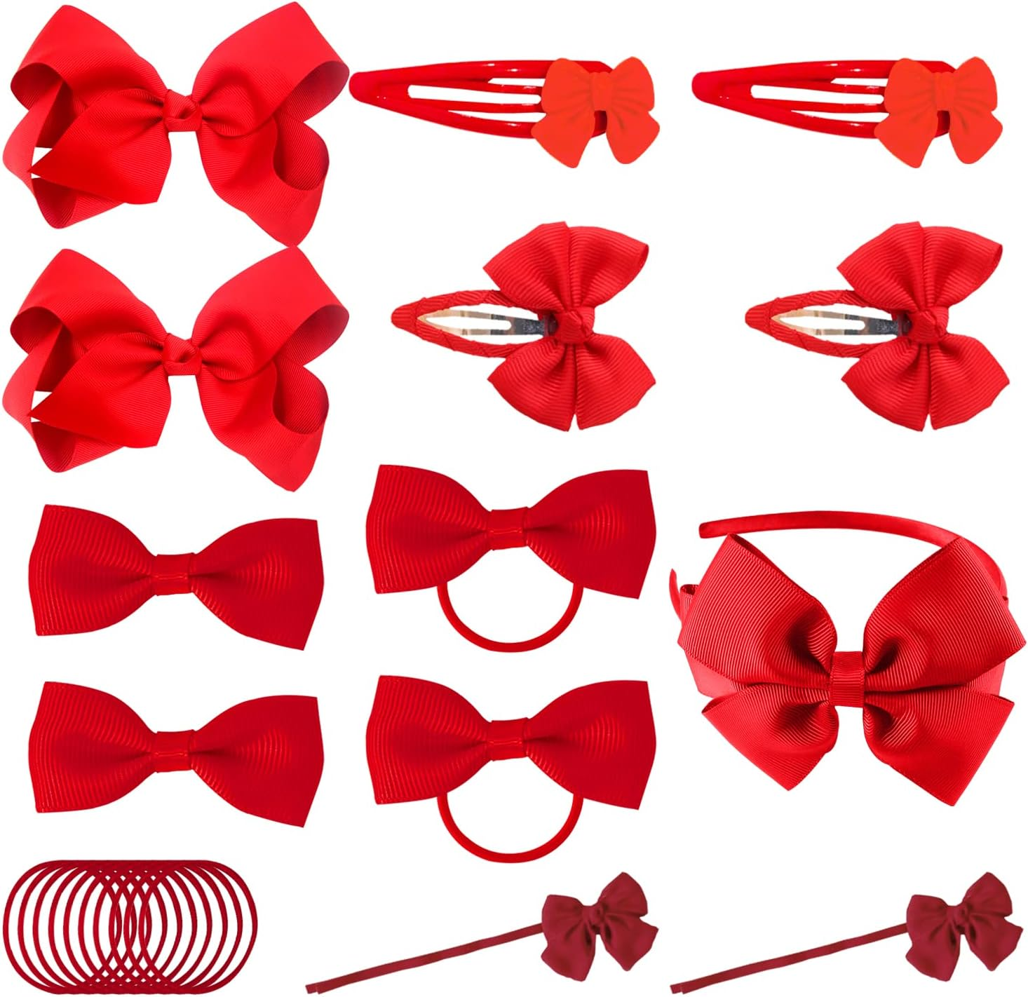 23 Pieces Kids Hair Accessories Set Bow Hair Clip Head Flower Ponytail Elastic Hair Rope Styling Accessories for Girls School Christmas Birthday Party (Red) image number 2