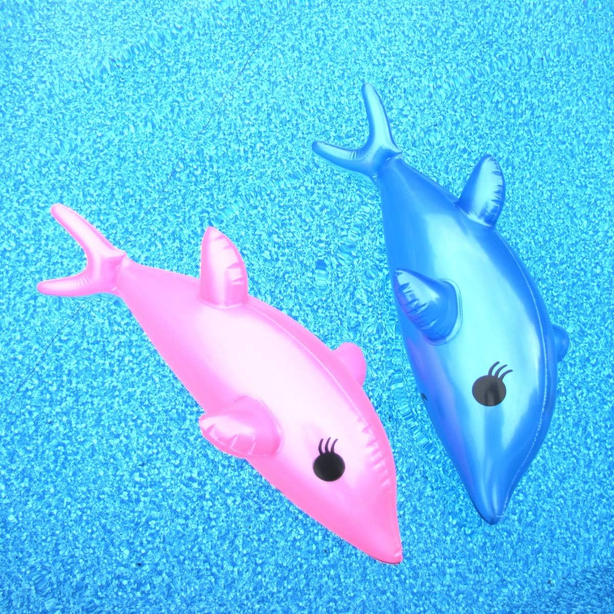 Treasure Gurus 2Pc Inflatable Pink Blue Dolphin Set Swim Pool Water Float Blow Toy Party Decor Floaties