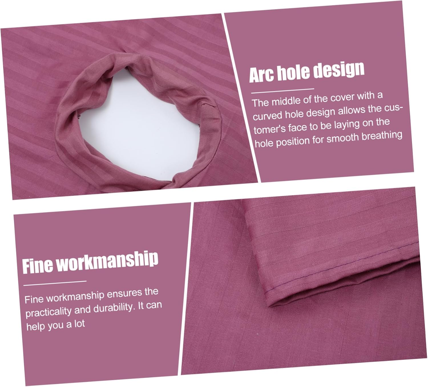 Ciieeo 3Pcs Massage Table Towel Massage Table Paper Towels Pillow Cushion Pillow Covers Portable Massage Table Bolster Pillow Cover Massage Face Pad Soft Hole Towel Satin Cloth Purple image number 3
