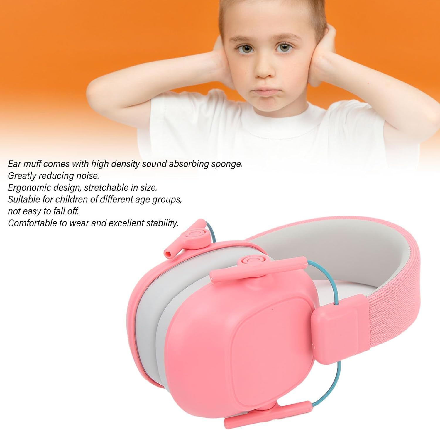 Kids Ear Safety Ear Muffs, NRR 22Db Kids Noise Cancelling Headphones for Concerts, Fireworks, Air Shows, Adjustable Sound Proof Hearing Protector for Autism, Toddler image number 5