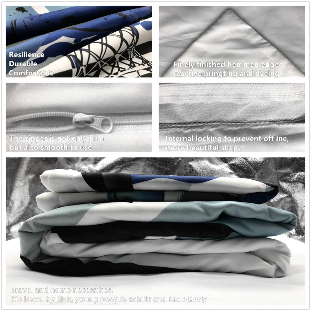 Basketball Duvet Cover Set for Single Double King Size Bed, Morbuy 3D Sport Printed Microfiber Bedding Sets Duvet Set Quilt Case with Pillowcase (140X210Cm,Navy Shooting) image number 6