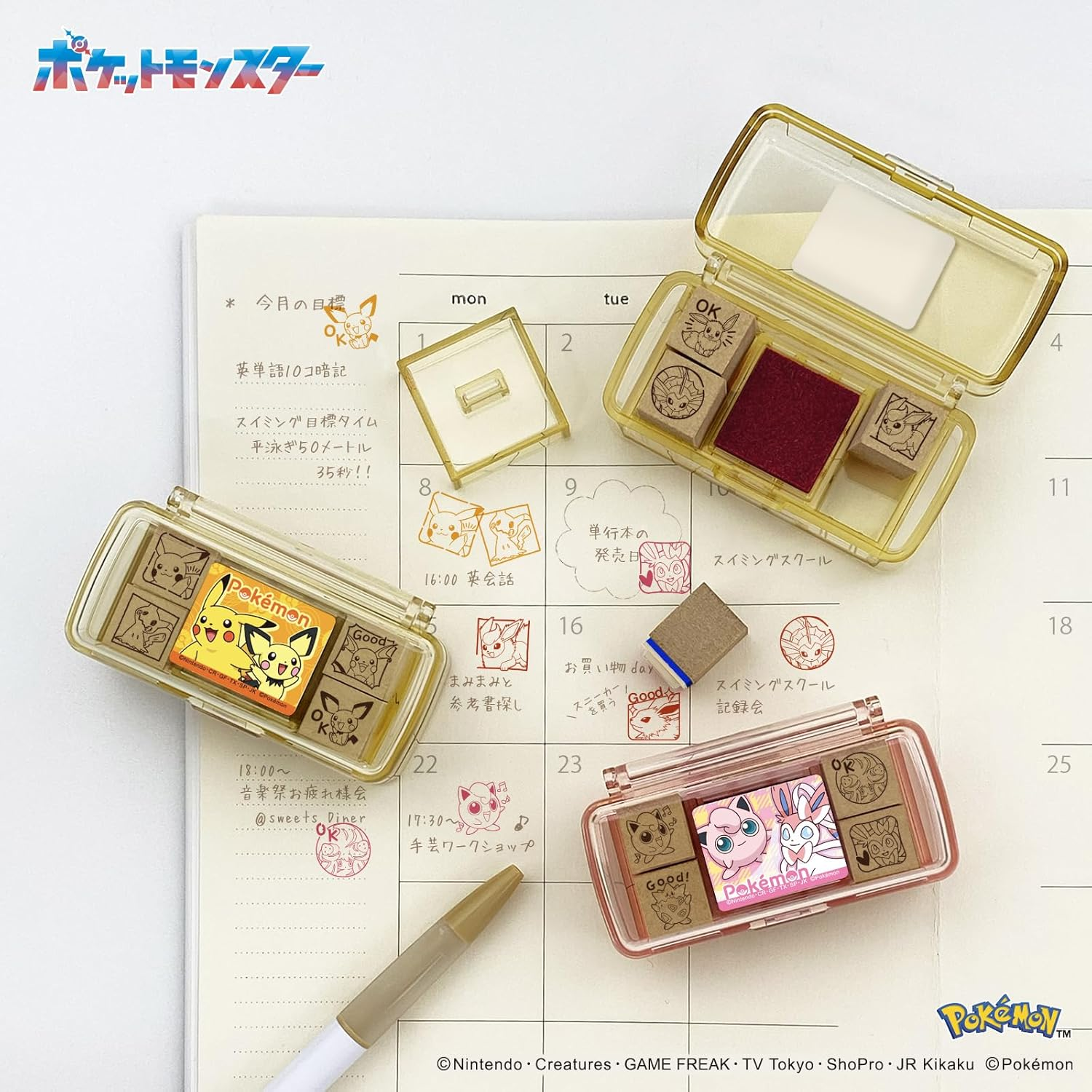 Showa Note SGM-027 Pokemon Stamp Hanko Mini Stamp Pikachu image number 2