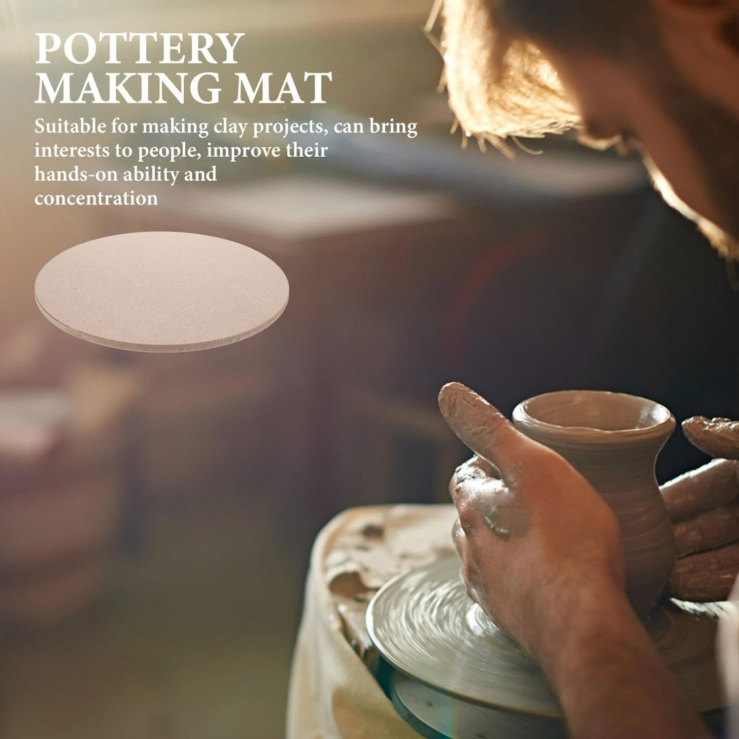 SEWACC Making Ceramics Balanced Bat round Fiberboard Pottery Wheel Bat Ceramic Arts Drying Board Holding Clay Board Balanced Pottery Tools for Clay Making Ics 30Cm image number 6