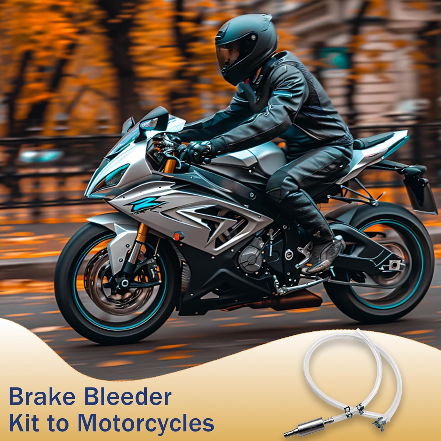 Brake Bleeder-One Way Check Hose Valve, 2PCS Brake Bleeding Kit Including Corrosion-Resistant Hose Aluminum Pump Valve Body for Car, Motorcycle with Operation Gloves image number 4