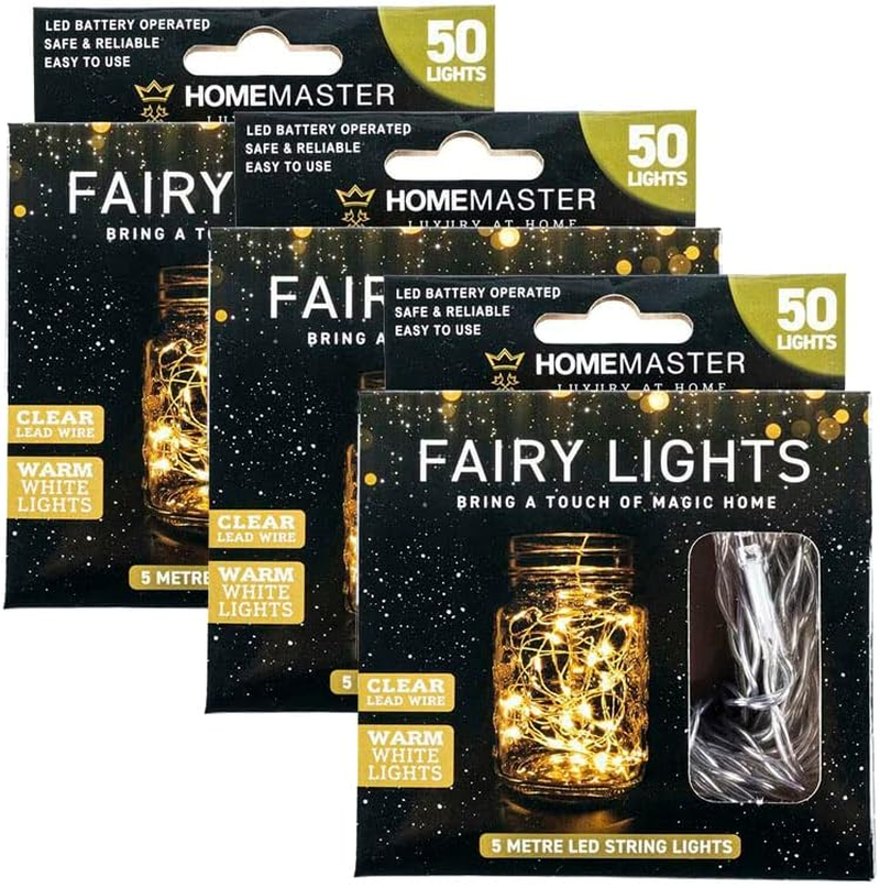 Home Master&reg; 1/2/3PK LED Fairy Lights Cool White/Warm White Ambience Clear Lead Wire String (Warm White, 5) image number 5