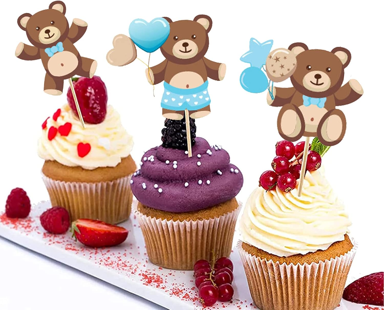 36 Pieces Bear Cupcake Toppers Baby Shower Birthday Party Gender Reveal Party Decorations Supplies image number 3