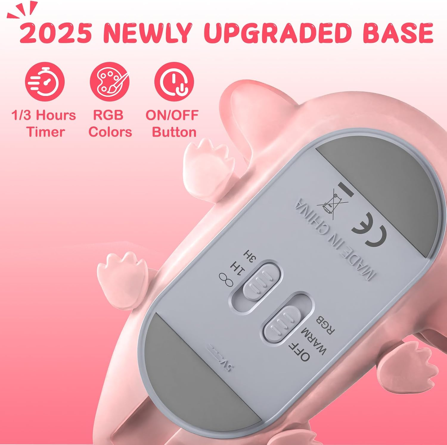 LOVERUIS Axolotl Night Light for Kids Gifts Squishy Nightlight for Kid Room Decor Girls Rechargeable 1/3 Hours Timer Lamp Colorful Cute Lights Toddle Baby (Big Eye) image number 4