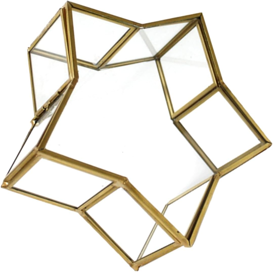 Glass Star Keepsake Box: Star Shaped Wishing Bottle Origami Paper Jar Jewelry Trinket Organizer Preserved Flower Display Case for Home Dresser Tabletop image number 3
