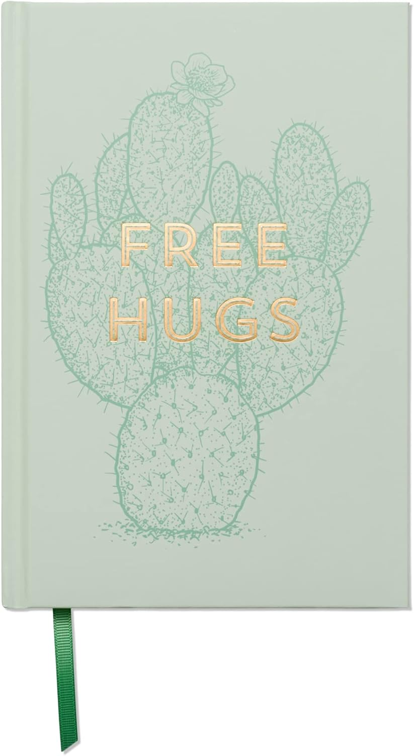 Designworks Ink 5.75" X 8.5" Bound Vintage Sass Notebook Journal with 240 Lined Pages and Ribbon Marker, Mint Green Free Hugs Cactus image number 4