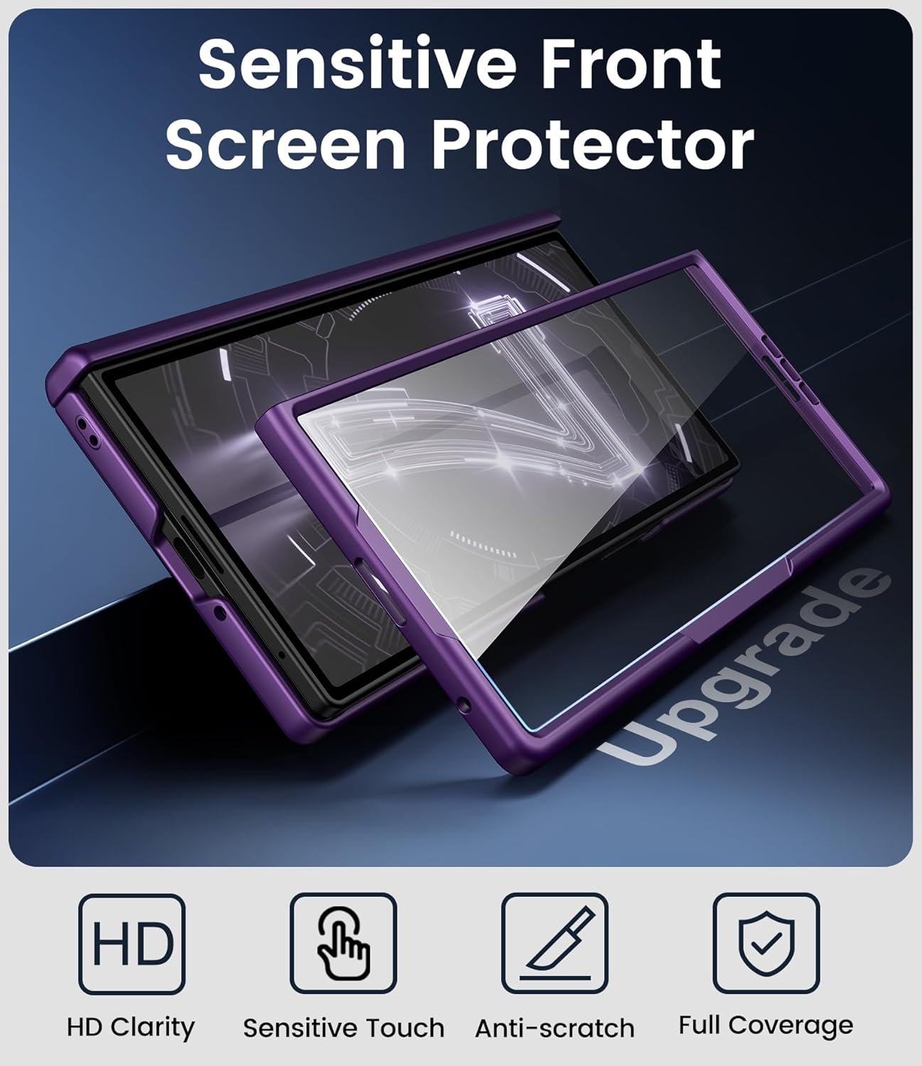 For Samsung Galaxy Z Fold 7 Slim Case with Stand, Glass Screen Protector, Full Hinge Protection, Thin & Rugged, Shockproof Protective Phone Case Cover for Samsung Galaxy Z Fold7 2025, Purple image number 6