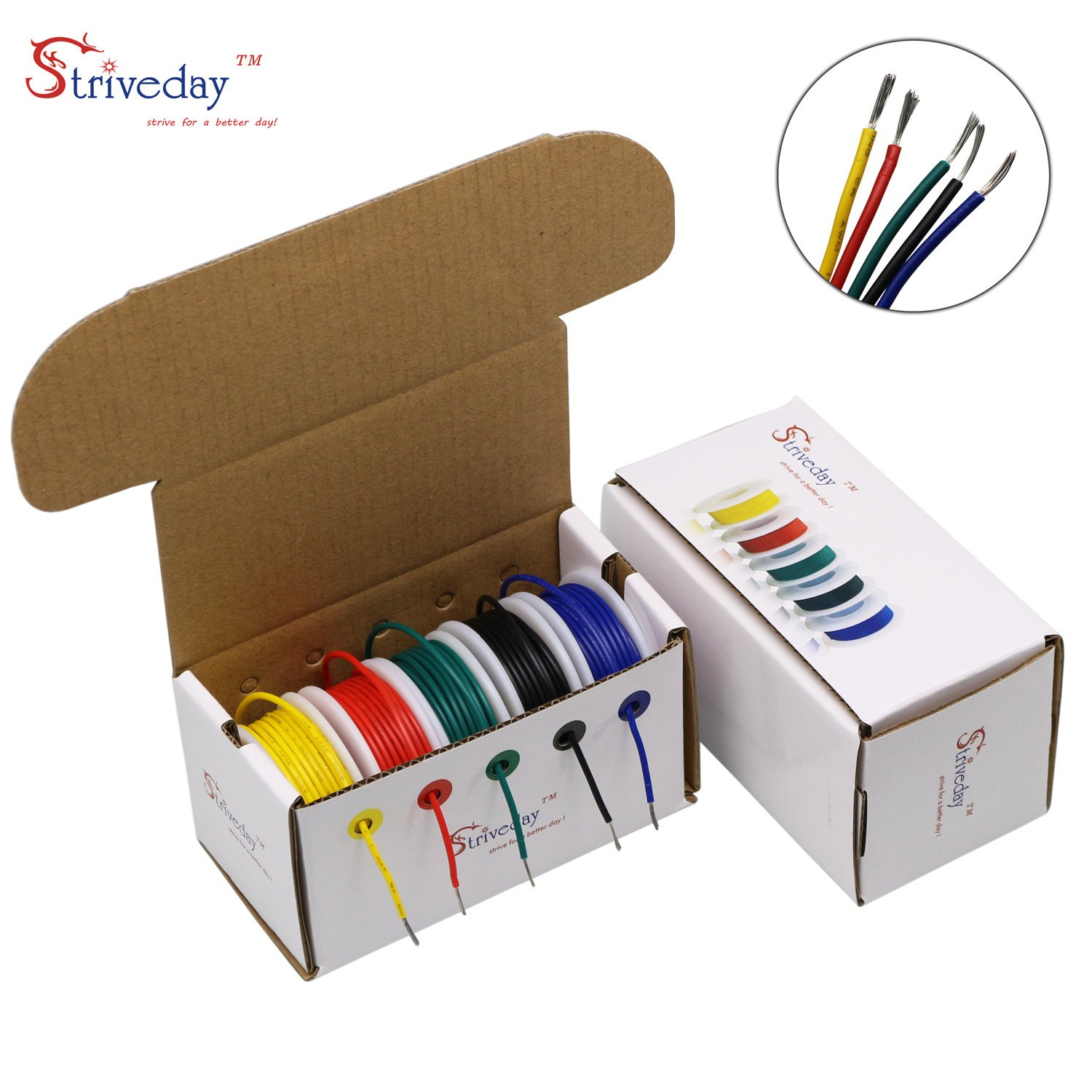 Strivedaytm 20 AWG Flexible 1007 Electric Wire - 20 Gauge Copper Hook up Cable, 300V Electronic Stranded Cable for DIY Box-2 image number 5