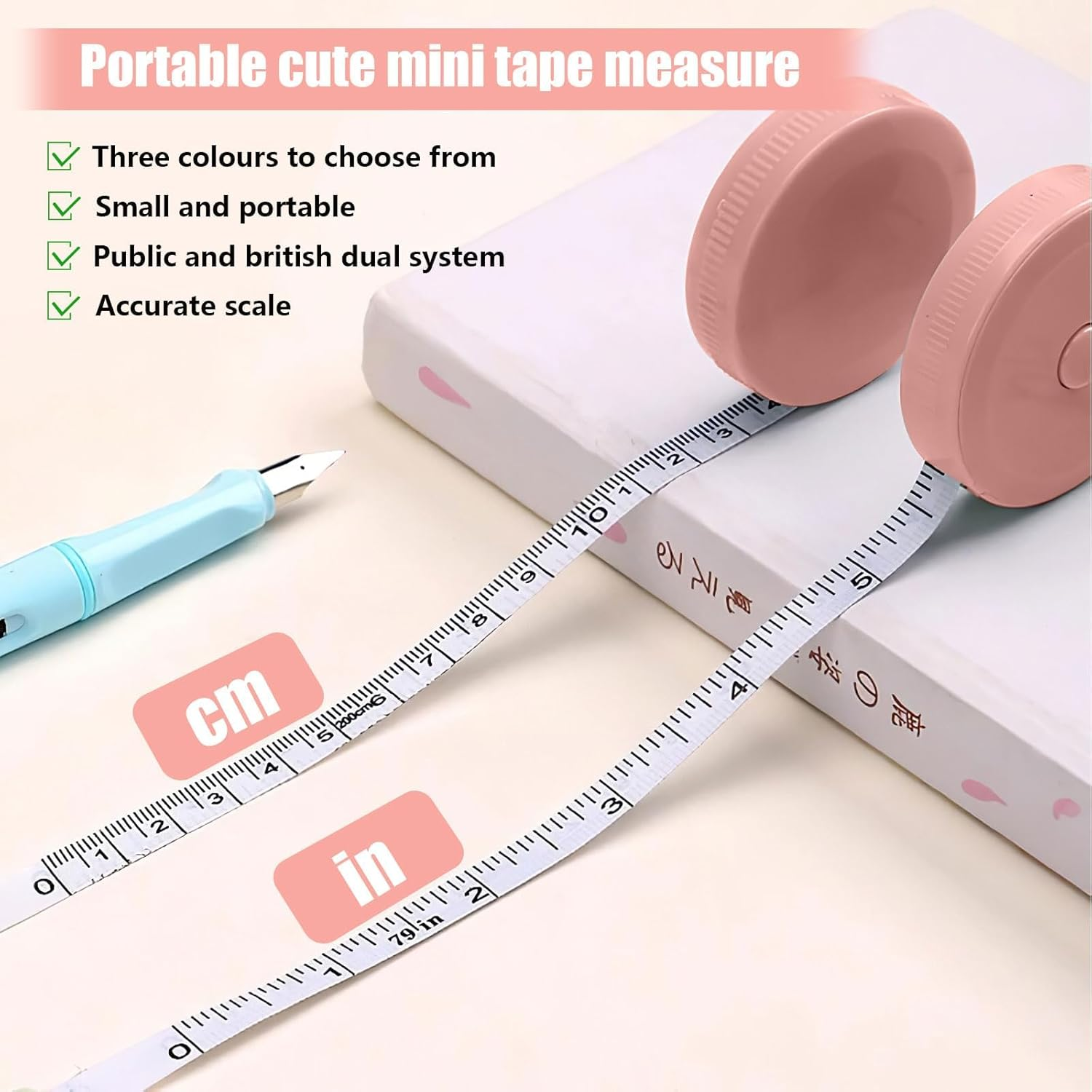 2 Pcs Body Measuring Tape, Retractable Measurement Tape for Body, Tailor, Sewing, Craft, Cloth (Rose, Pink) image number 5