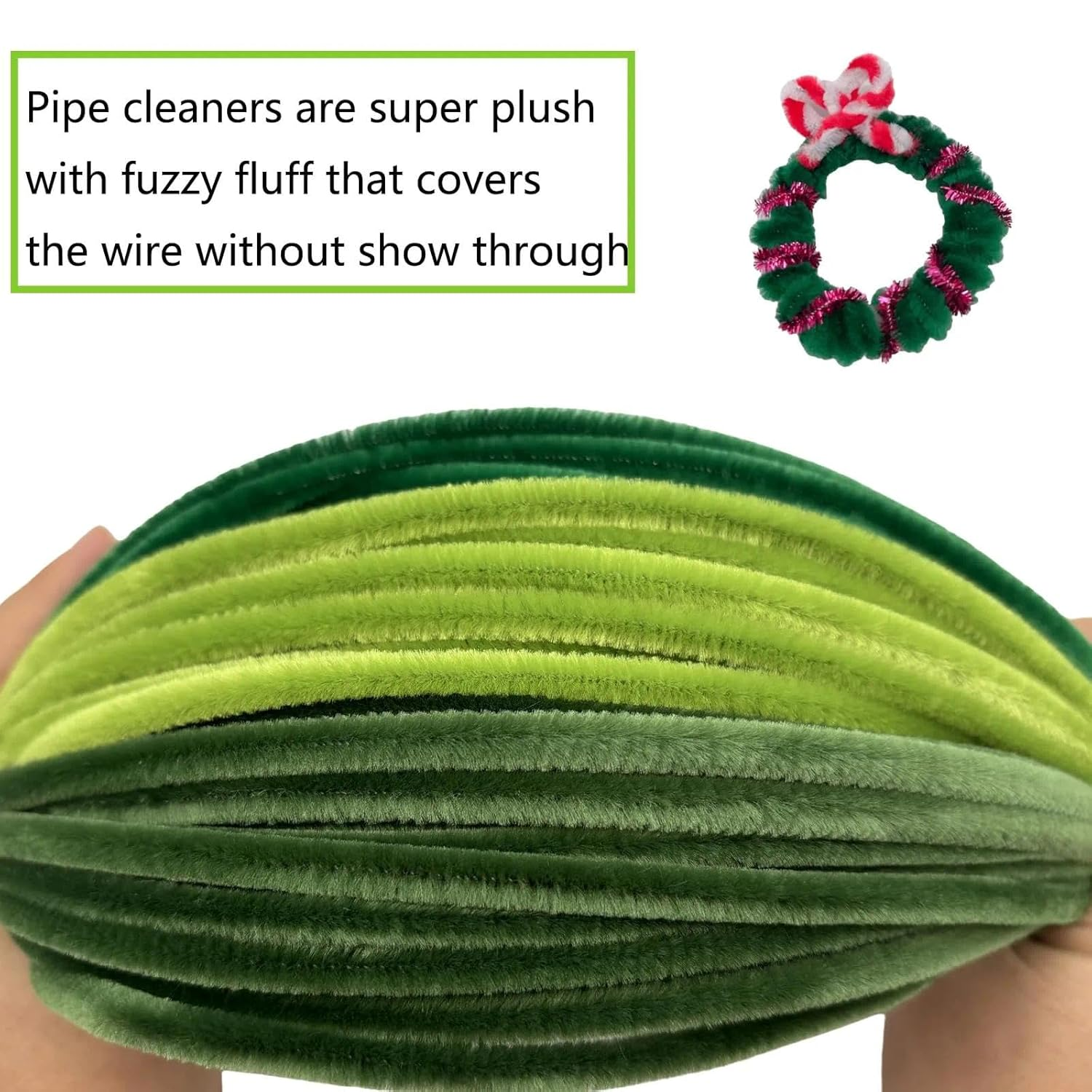 Green Pipe Cleaners Craft Set 300 Pcs, Fuzzy Chenille Stems Pipe Cleaner Kit for DIY Crafts, Christmas Tree & Holiday Decorations &ndash; Unron image number 6