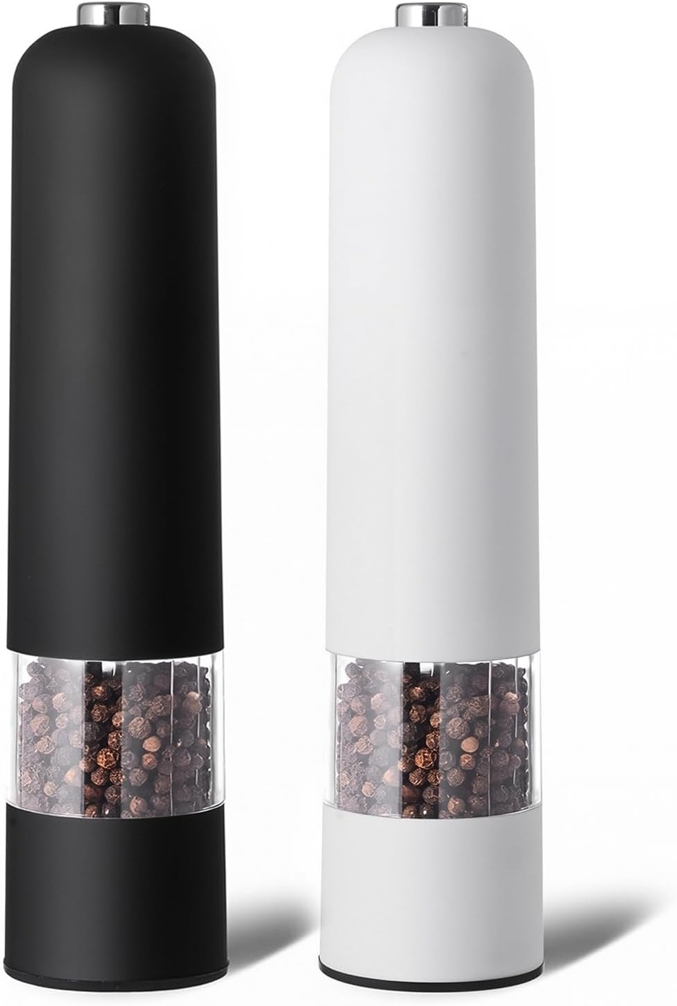 Electric Salt and Pepper Grinder Set, ABS Pepper Mill Set with Adjustable Ceramic Core, Refillable Spice Container for Home Kitchen, One Touch Operation image number 3