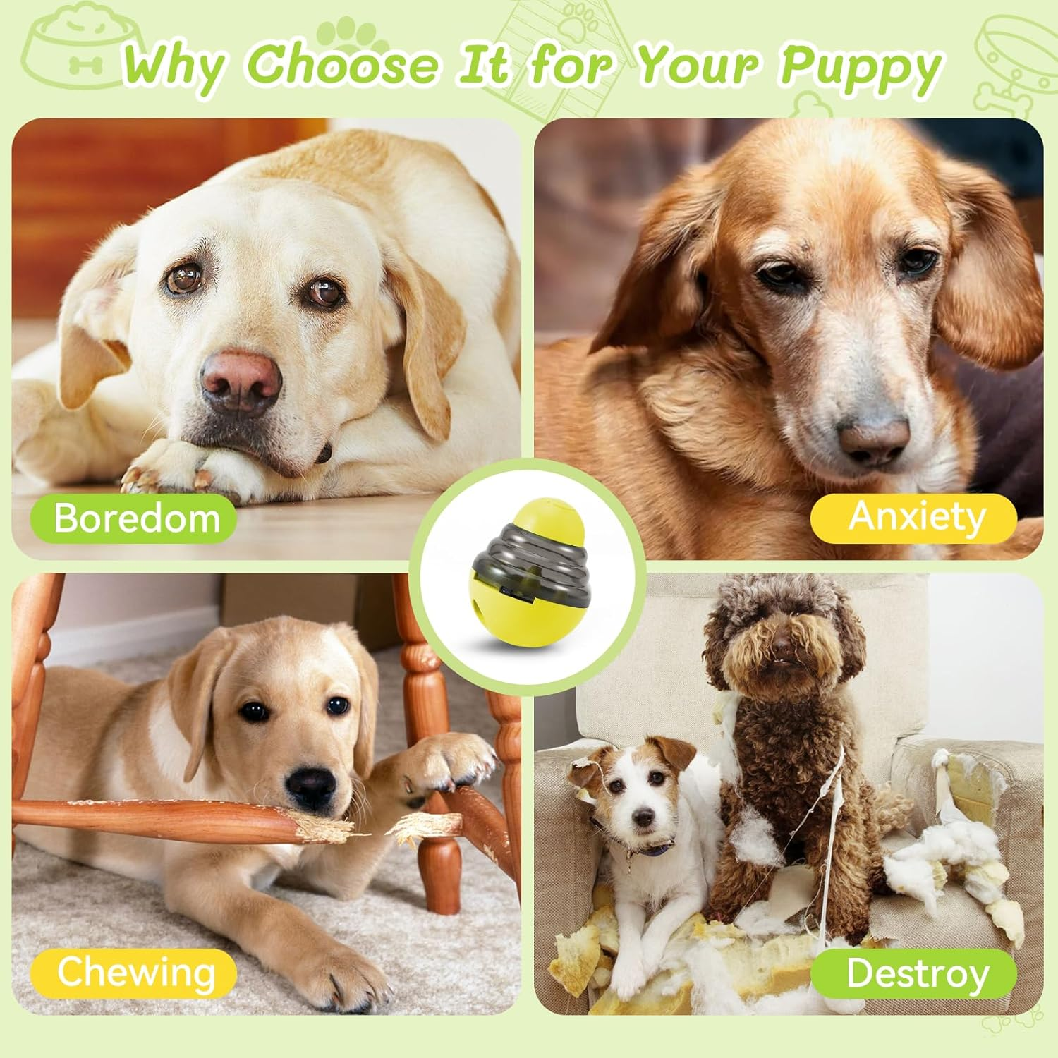 Dog Treat Toys Enrichment Puzzle Food Dispenser Ball Toy IQ Training for Small Medium Dog image number 1