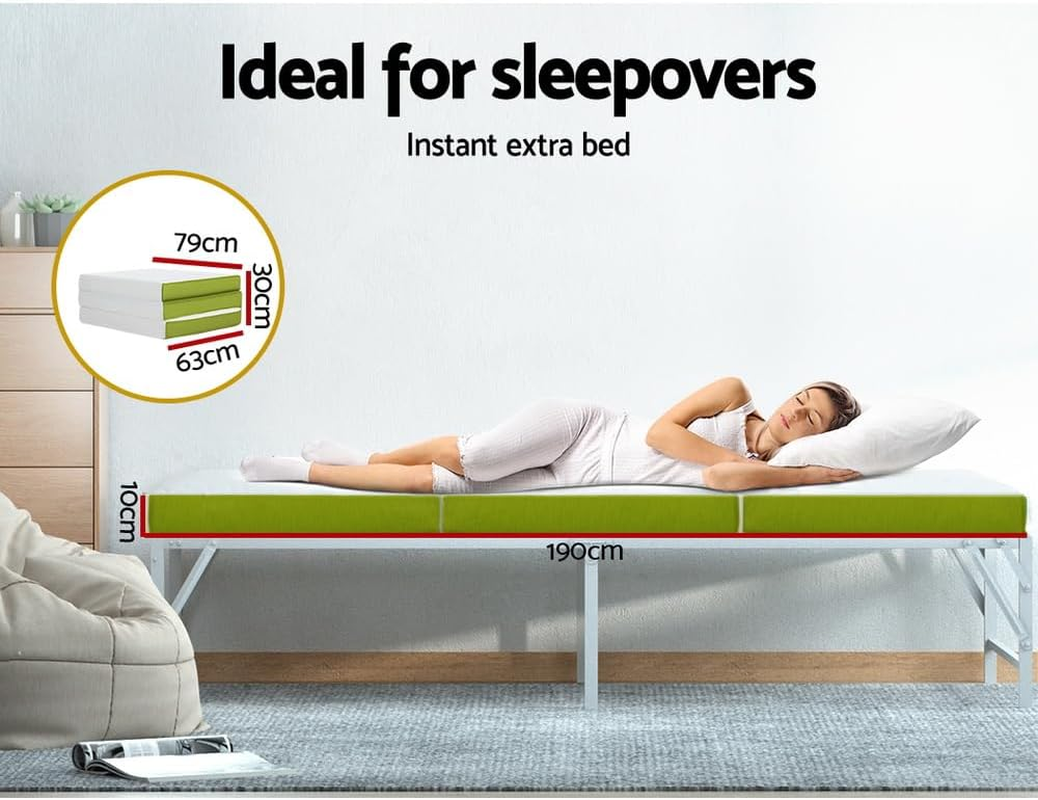 Giselle Bedding Foldable Mattress 190 X 79 X 10Cm Folding Cushion Covers Camping Floor Mat Portable Travel Sleeping, Sofa Bed Pad Home Office, Mesh Fabric Single image number 3