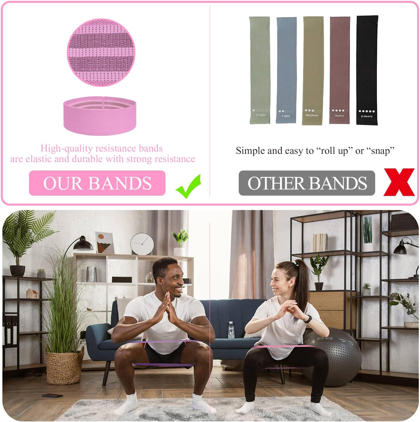 Fitness Band Resistance Bands, Anti-Slip Resistance Loop Band Fabric Set Hip Legs Sports Elastic Spoil Band Training Band for Yoga Crossfit Gymnastics Etc