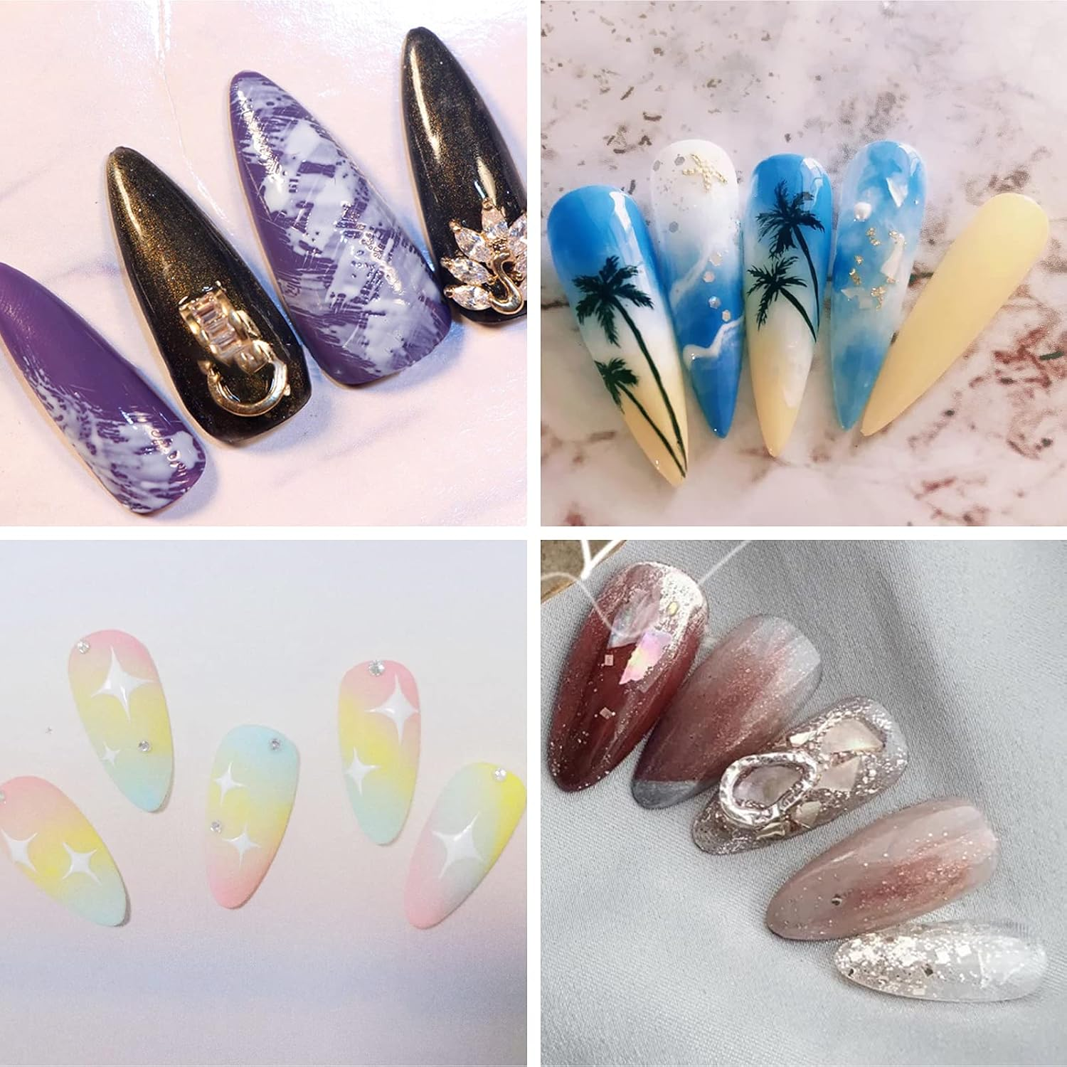 BQAN 2 Pc Nail Ombre Brush Pro Nail Art Tools, UV Gel Nail Art Painting Brush with Wood Handle image number 4