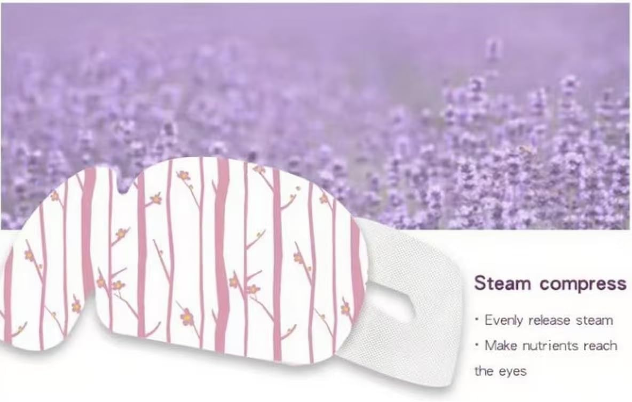 Steam Eye Mask, 20 Pieces, Natural Plant Extract Essential Oil, 42℃ Constant Temperature Moisturizing, Calming and Sleep-Inducing, Relieves Eye Fatigue and Dryness, a Must-Have for Travel and Lunch Break, Thin Sheets Individually Packaged. (30 X 25 X 3, Lavender) image number 2