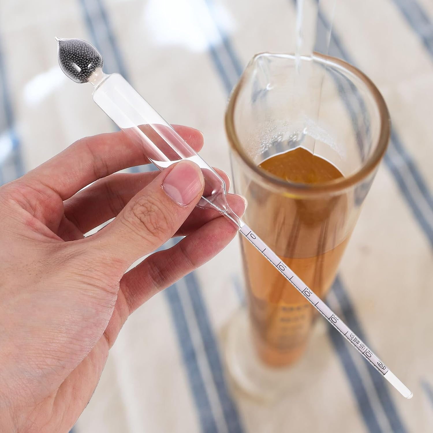 Zerodeko 1 Set Alcohol Meter Hydrometer Home Alcohol Test Distilling Supplies Fermentation Kit Alcohol Percentage Tester Alcoholmeter Home Brewing Kit Wine Liquor Glass image number 4