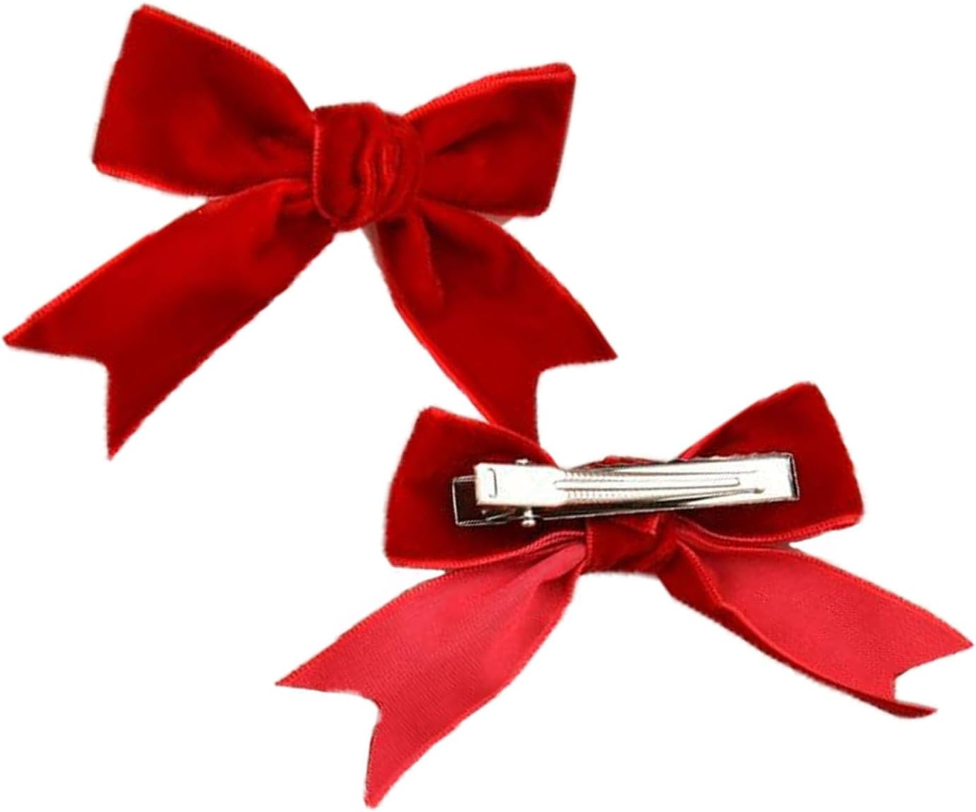 Bow Hair Clips 2PCS, Girls Velvet Hair Clips for Christmas, Red image number 2