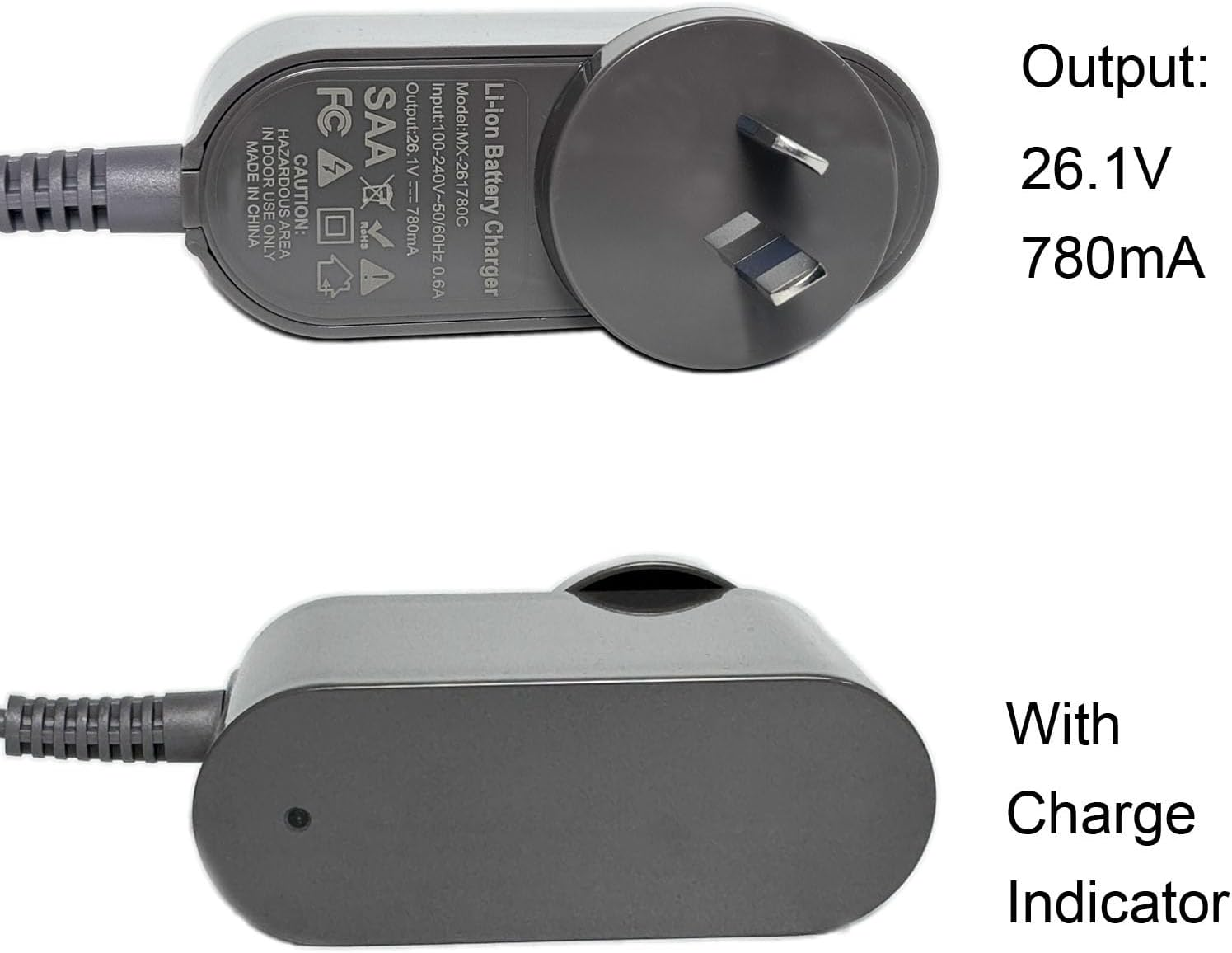 26.1V 0.78A Battery Charger for Dyson V8 V7 V6 DC58 DC59 DC61 DC62 DC74 SV03 SV04 SV06 SV07 SV09 Absolute Animal Fluffy Motorhead Cordless Vacuum Cleaner Adapter Power Supply, AU Plug, 205720-02 image number 4