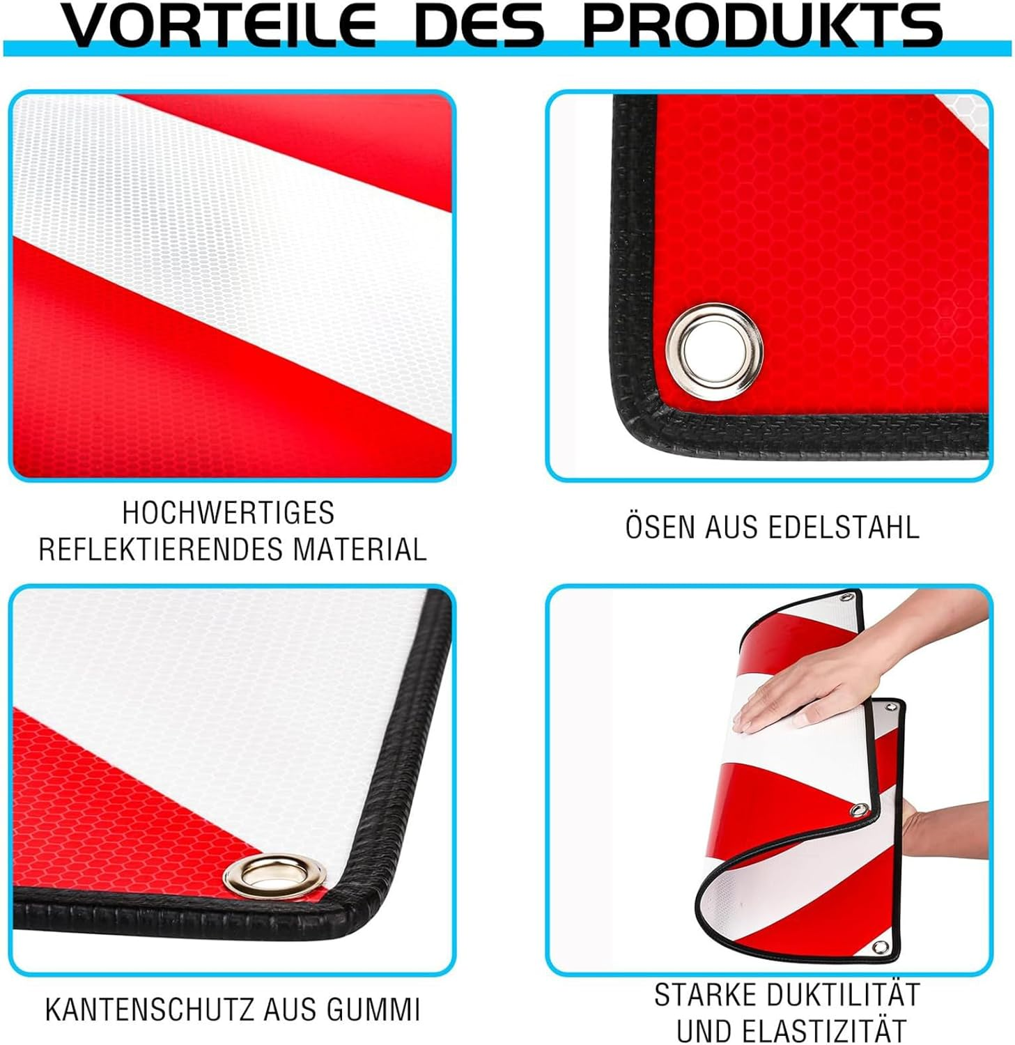 Security Sign | Car Roadside Warning Board | Red White Square Reflective Alarm for Vehicle Security Road Trip Truck Automotive Auto Car Bike Carrier image number 6